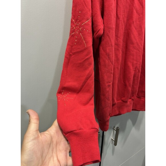 Vintage 90s Let It Snow Snowman Sweatshirt XXLarge Red Made in USA Hanes - Picture 4 of 6